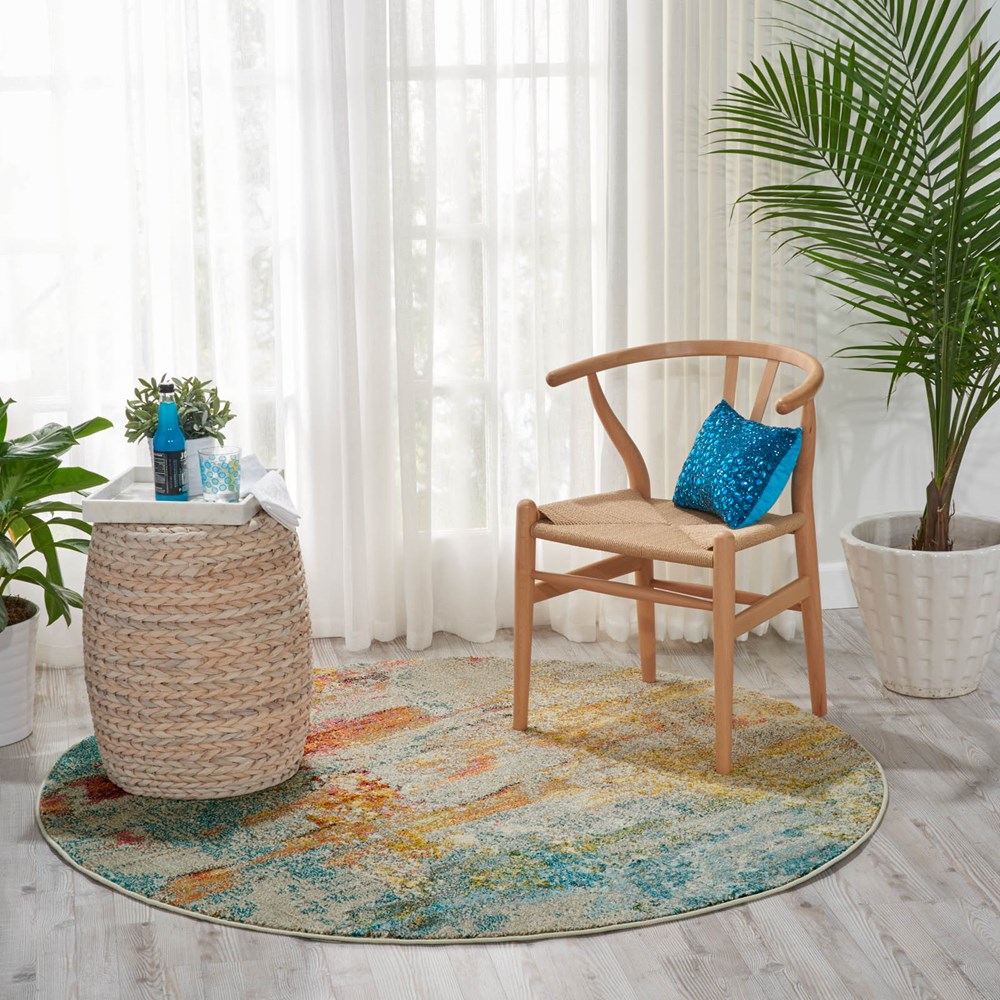 Celestial Circle Rugs CES02 in Seaglass by Nourison